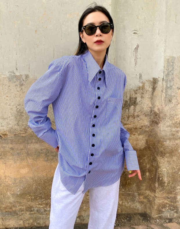 RNC Collection-Pin Stripe Oversized Shirt #211047